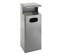 Colector de residuos con tejadillo y cenicero, aluminio capacidad 55 l, A x H x P 345 x 1030 x 400 mm