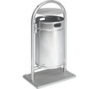 Colector de residuos para exteriores, 60 l, acero VAR, con arco tubular y tejadillo