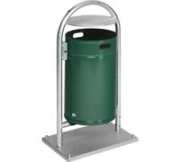 Colector de residuos para exteriores, 60 l, acero VAR, con arco tubular y tejadillo