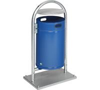 Colector de residuos para exteriores, 60 l, acero VAR, con arco tubular y tejadillo