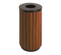 Colector de residuos para exteriores con aspecto de madera capacidad 40 l, redondo