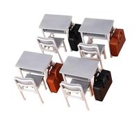 Colector Grado 1/12 Escala Muebles de Aula Juego de Juguetes para Dollhouses Incluye Sillas de Escritorio Bolsillos Dollhouses Decoración para Aprendizaje Preescolar