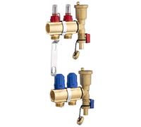 Colector para Suelo Radiante de Latón con 2 Salidas/Retornos | Incluye Caudalímetro para Control Preciso | Alta Resistencia y Durabilidad | NOYON & THIEBAULT