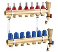 Colector para Suelo Radiante de Latón con 7 Salidas/Retornos | Incluye Caudalímetro para Control Preciso | Alta Resistencia y Durabilidad | NOYON & THIEBAULT