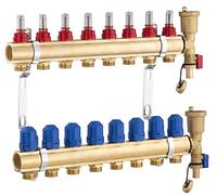 Colector para Suelo Radiante de Latón con 8 Salidas/Retornos | Incluye Caudalímetro para Control Preciso | Alta Resistencia y Durabilidad | NOYON & THIEBAULT