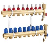 Colector para Suelo Radiante de Latón con 9 Salidas/Retornos | Incluye Caudalímetro para Control Preciso | Alta Resistencia y Durabilidad | NOYON & THIEBAULT