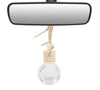 Colectora de botella de aromaterapia de automóviles: difusor colgante recargable para aceites esenciales | Botella de perfume de vidrio con tapa de madera, mini recipiente de ambientador de aire para