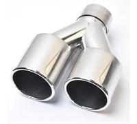 Colectores De Escape Punta De Escape Doble De Acero Inoxidable Brillante Con Borde Plano Y Doble Curvatura Para Coche HLWXMDZ(73-101mm)