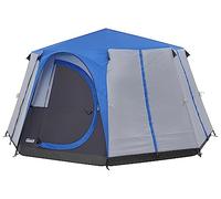 Coleman Kobuk Valley 3 + - Tienda Octagon 8 con 7 ventanas y puerta D patentada (junta de agua WS 2.000 mm), azul/gris