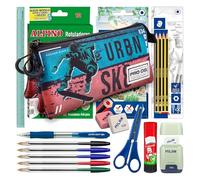 ColePack Prodg - Estuche Portatodo Triple con 2 Cremalleras y Material Escolar de Primeras Marcas Incluido (Urbansk8)
