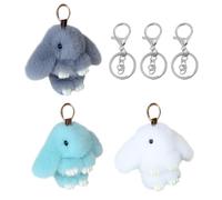 Coles De Conejito De Peluche De 3 Piezas Y Llaveros De 3 Piezas, Linda Decoración De Bolsos, Accesorios De Corazón Femenino, Cadena De Llavero Creativa.