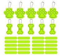 Coles Reflectantes De 10 Piezas Y 2 Pegatinas, Linda Forma De Hueso De Pata, Protección De Viaje Nocturno, Accesorios De Decoración De Collar para Mascotas.