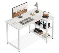 Coleshome Escritorio Esquinero, 100x70 cm Mesa Escritorio con Estantes de Almacenamiento Reversible, Escritorios Ordenador Blanco Que Ahorra Espacio, Escritorios en l Adecuado para la Oficina en Casa