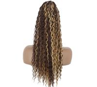 Coleta Cola de caballo con cordón rizado de onda larga, extensiones de cola de caballo con clip sintético de 26 "para mujeres negras, cola de caballo con cordón rizado afro, postizos falsos Postizo Tr