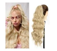 Coleta de caballo sintética rubia larga con cordón para mujer, coleta negra y marrón, extensiones de cabello para el cuidado del cuerpo (rubio beige)