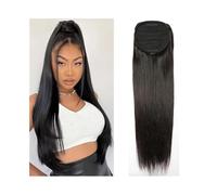 Coleta de cabello humano liso con cordón ajustable, extensiones de cabello Remy con clip(26inches)