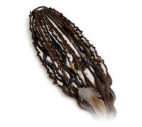 Coleta elástica con rastas, extensión de cabello con rastas estilo bohemio con cuentas, accesorio de coleta elástica fácil de colocar en un minuto para festivales, ligero (#F)