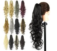 Coleta Extensiones Accesorios for el cabello Clip de cola de caballo con garra rizada en extensiones de cabello postizo cola de caballo sintética Cola de Caballo Extensiones(1B)