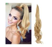 Coleta Extensiones Peluca sintética de cola de caballo for mujer, extensión de cabello esponjoso con cola de caballo alta, varita mágica de pelo largo ondulado Flexible, cola de caballo de 32 pulgadas