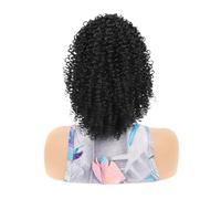Coleta Postiza 10 Inch Drawstring Ponytail Extension,Kinky Curly Fluffy Short Afro Ponytails Synthetic Hairpiece ponytail extension(1B)