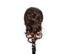 Coleta Postiza 10 Inches Messy Bun Hair Piece for Women with Claw Clip Extensions Dark brown,Curly Wavy in Ponytail Hairpieces Long Beard Tousled Updo ponytail extension(Dark Brown)