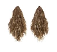 Coleta Postiza 13 Inch Ponytail Extension Claw Clip in Fluffy Synthetic Curly Wavy Pony Tail Hairpiece for Women ponytail extension(Brunette Ash Blonde)