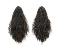 Coleta Postiza 13 Inch Ponytail Extension Claw Clip in Fluffy Synthetic Curly Wavy Pony Tail Hairpiece for Women ponytail extension(Black brown)