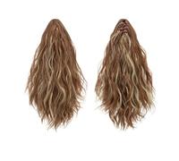 Coleta Postiza 13 Inch Ponytail Extension Claw Clip in Fluffy Synthetic Curly Wavy Pony Tail Hairpiece for Women ponytail extension(Medium auburn Ash Blonde)