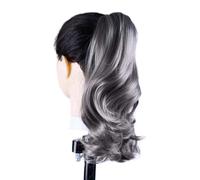 Coleta Postiza 16 Inch Soft Wavy Ponytail, Claw Clip Short Synthetic Hair Pieces for Women ponytail extension(Short-Dimgray)