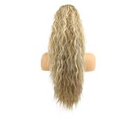 Coleta Postiza 28 "de largo ondulado rizado cola de caballo clip en postizo for mujeres, pelucas sintéticas de aspecto natural esponjosas for uso diario ponytail extension(Piano Blonde)