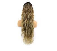 Coleta Postiza 28 "de largo ondulado rizado cola de caballo clip en postizo for mujeres, pelucas sintéticas de aspecto natural esponjosas for uso diario ponytail extension(4-10-16A)