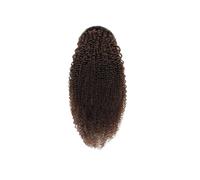 Coleta Postiza Coleta de pelo afro rizado castaño claro oscuro con cordón ajustable, extensiones cabello humano clip y Coleta(14inches)