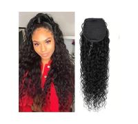 Coleta Postiza Extensión de cabello humano con clip for cola caballo, cordón y rizos profundos, 8 a 26 pulgadas, Remy rizado, for mujer Coleta(20inches)