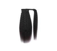 Coleta Postiza Extensión de cabello humano con cola caballo recta y rizada, clip, for mujer #1B Coleta(16inches)