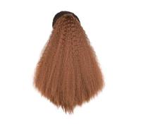 Coleta Postiza Extensión de cabello sintético afro de 22 pulgadas, liso y rizado, con clip for mujer ponytail extension(Red brown)