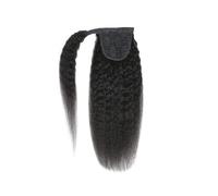 Coleta Postiza Extensión de cola caballo cabello humano rizado, liso y envolvente con clip Coleta(20inches)