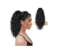 Coleta Postiza Extensión de cola caballo, garra ondulada rizada, Clip varias capas en postizo, pelucas sintéticas aspecto Natural esponjosas for mujeres ponytail extension(Black,18inch)