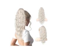 Coleta Postiza Extensión de cola caballo, garra ondulada rizada, Clip varias capas en postizo, pelucas sintéticas aspecto Natural esponjosas for mujeres ponytail extension(Platinum,18inch)