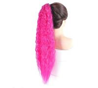 Coleta Postiza Extensión de cola caballo pelo sintético color ombré, largo, rizado y ondulado, con cinta cordón ajustable Coleta(PINK3)