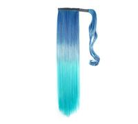 Coleta Postiza Extensión de cola caballo recta sintética envolvente, postizo ombré azul, verde y morado Coleta(S-4027T5126)