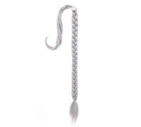 Coleta Postiza Extensión de cola caballo trenzada sintética larga con lazo for el cabello, extensiones rectas envolventes Coleta(Grey)