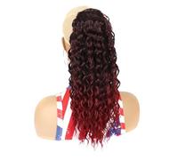 Coleta Postiza Extensión de cola de caballo con cordón for mujeres negras, coletas sintéticas largas y rizadas y esponjosas for uso diario ponytail extension(LSDP-1BTBurg,22 inch)