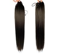 Coleta Postiza Extensión de cola de caballo con cordón marrón oscuro, cabello humano 100 g postizo recto for mujeres ponytail extension(22 inch)