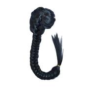 Coleta Postiza Extensión de cola de pez recta sintética for mujer de 50 cm con cordón ajustable y dos clips, extensiones de cola de caballo con trenza ponytail extension(Jet black)