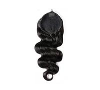 Coleta Postiza Extensiones de cabello humano brasileño con cola caballo y cordón for mujer, n.° 1B Coleta(22inches)