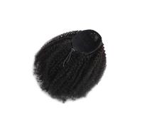 Coleta Postiza Extensiones de cabello humano con cola caballo afro rizada y cordón ajustable 30 a 60 cm largo clip Coleta(24inches)