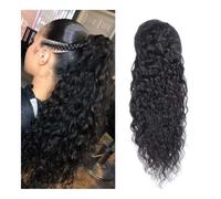 Coleta Postiza Extensiones de cabello humano con cola de caballo con cordón y ondas de agua, postizo brasileño natural con clips, cola de caballo Remy de 100 a 150 g ponytail extension(22inch 100g)
