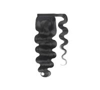 Coleta Postiza Extensiones de cabello humano con ondas corporales, cola caballo, clip, 100% virgen brasileño natural negro Coleta(26inches)