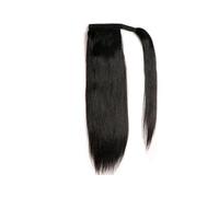 Coleta Postiza Extensiones de cabello humano real con clip for cola caballo, liso, for mujeres negras Coleta(20inches)