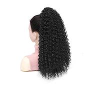 Coleta Postiza Extensiones de cabello sintético afro rizado con cordón de 20 pulgadas, cola de caballo de 50 cm, cola de caballo sintética esponjosa for mujeres. ponytail extension(Jet black)